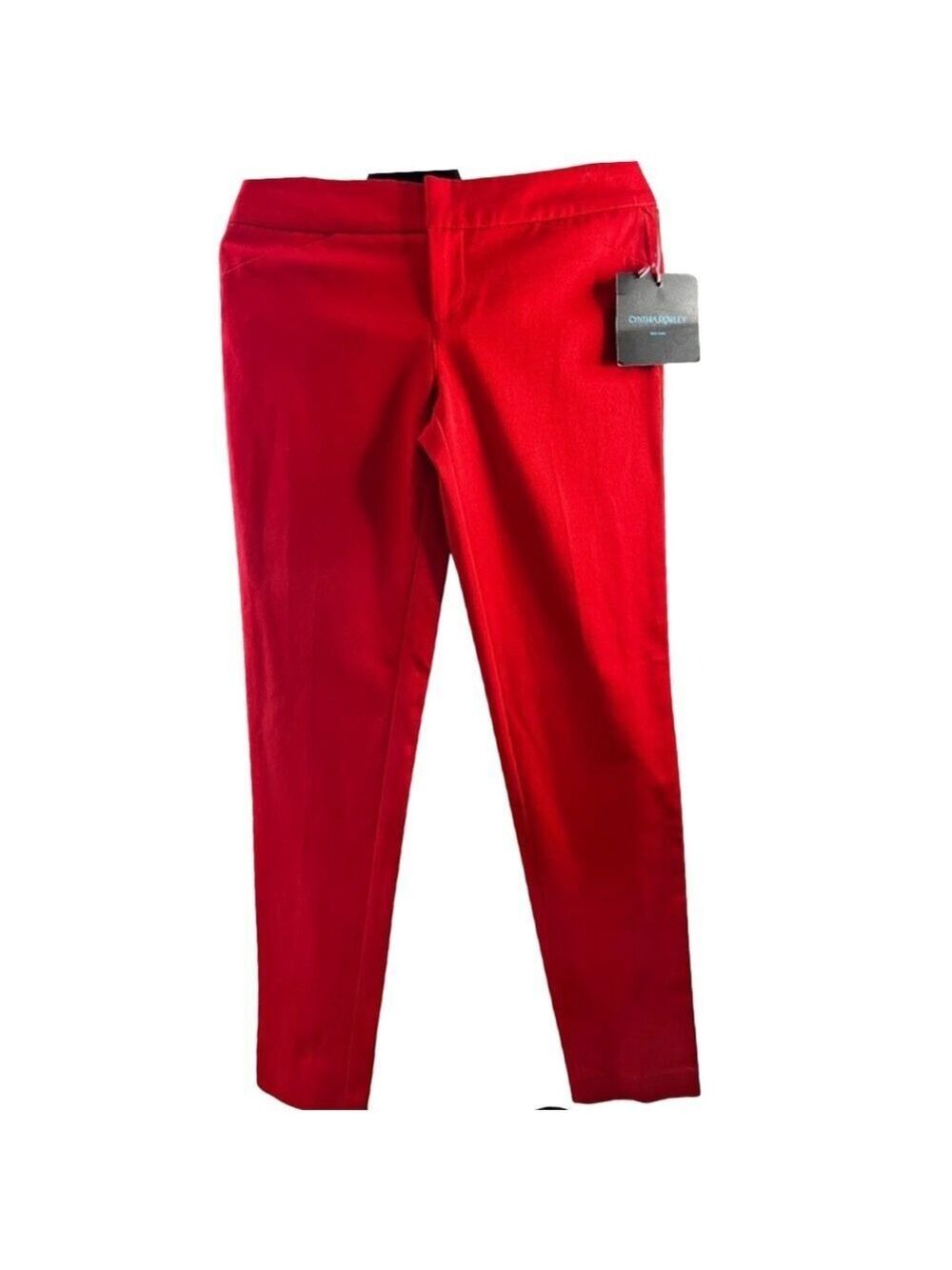 Cynthia Rowley Cotton Twill Trousers Red Sz 2 $159 Chic Preppy Career NWT - Picture 1 of 6